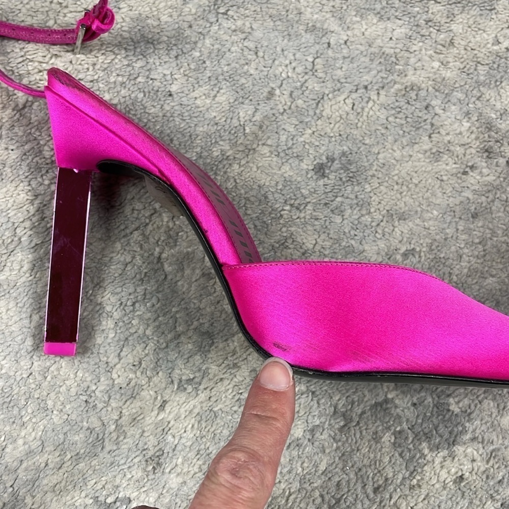 New The Attico Perine Satin Pumps Pointed Toe Fuchsia Pink Sz 36.5 - Picture 15 of 16